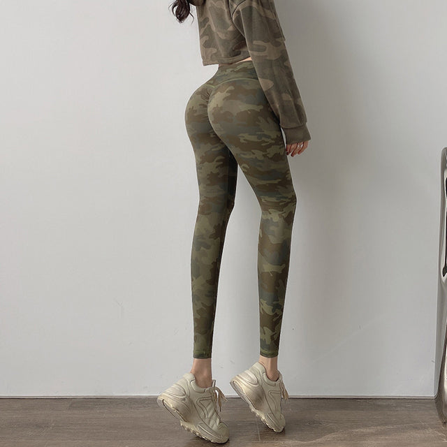 green camouflage leggings